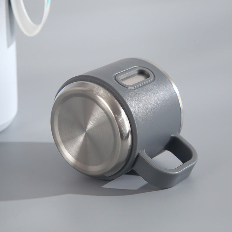 Stainless Steel Travel Flask with Handle & Cup Lid – Dual-Tone Design