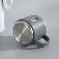 Stainless Steel Travel Flask with Handle & Cup Lid – Dual-Tone Design
