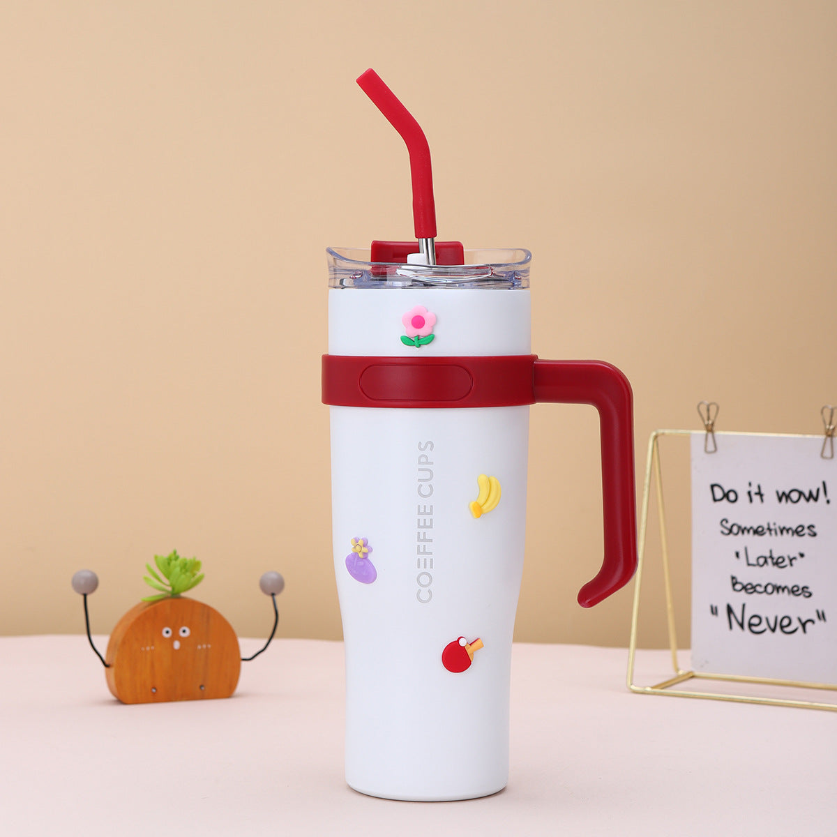 Reusable Coffee Tumbler with Lid, Straw, and Handle – Gift Designer