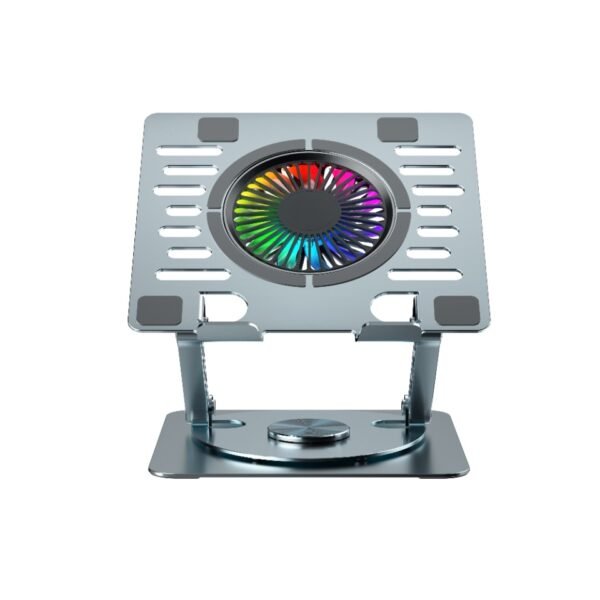Tezayo Adjustable– Metal Foldable Laptop Stand with RGB Cooling Fan