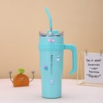 Tezayo Cute Insulated Tumbler with Handle & Straw – Leakproof Coffee Cup - Image 2