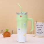 Tezayo Cute Insulated Tumbler with Handle & Straw – Leakproof Coffee Cup - Image 3