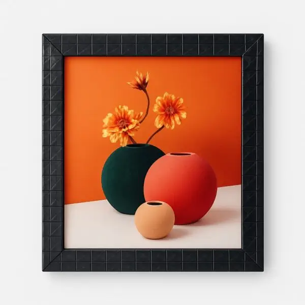 Modern Framed Wall Art – Colorful Vase and Floral Still Life Print for Home
