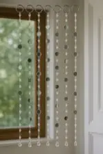 Crystal Bead Curtain String with Hanging Mirrors – Decorative Acrylic Partition with Metal Rings for Door, Window & Event Decor - Image 3