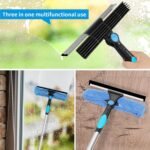 Window Cleaning Kit with Telescopic Extension Pole, Microfiber Scrubber, and Squeegee