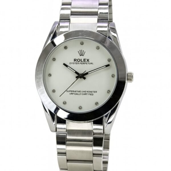 Men’s Luxury Stainless Steel Quartz Watch – White Dial, Elegant Business & Casual Wristwatch