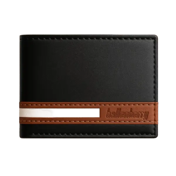Men’s Slim Leather Wallet by Ballenberry – Classic Black & Tan